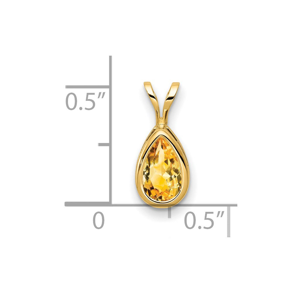 14K Gelbgold 8x5mm Birnenschliff-Citrin-Anhänger mit Schachbrettschliff und Fassung