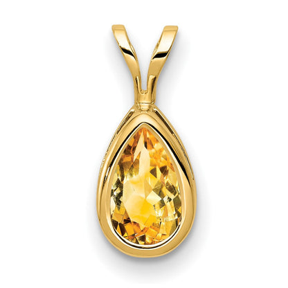 14K Gelbgold 8x5mm Birnenschliff-Citrin-Anhänger mit Schachbrettschliff und Fassung