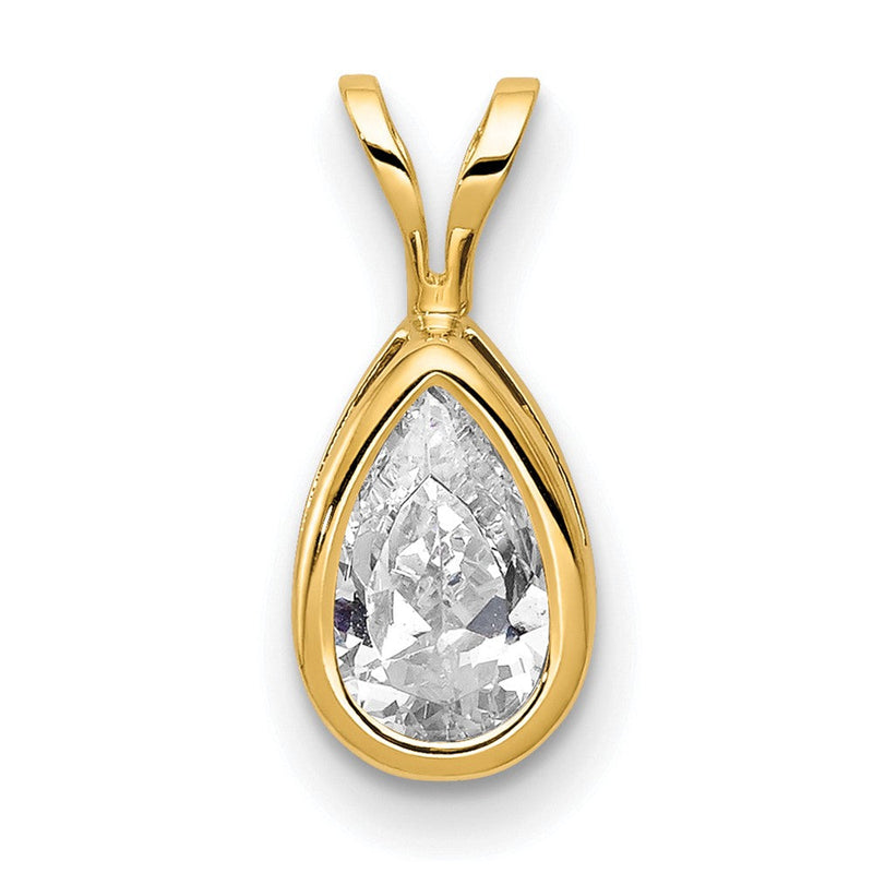 14K Gelbgold 14K 8x5mm Tropfen Zirkonia Zargenfassung Anhänger