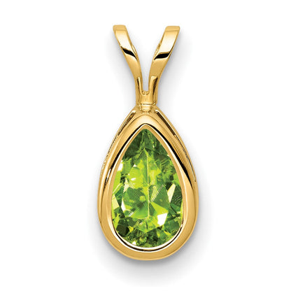 14K Gelbgold Anhänger mit 8x5 mm birnenförmigem Peridot in Zargenfassung