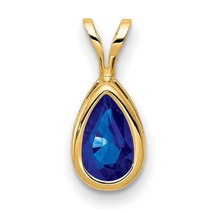 14K 8x5 mm Birnenschliff-Saphir-Anhänger mit Zargenfassung