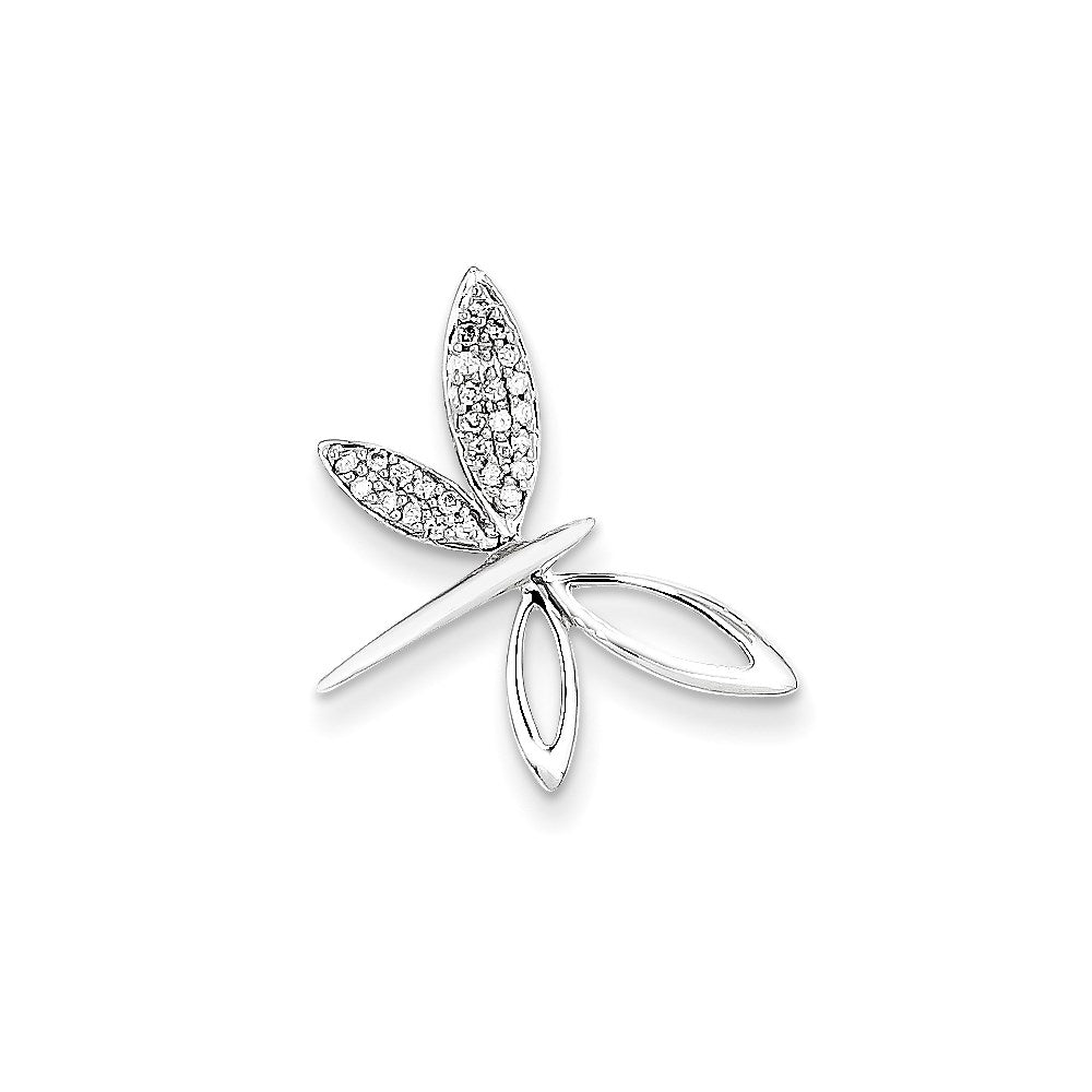 14K Weißgold Echt Diamant Libelle Kette Anhänger