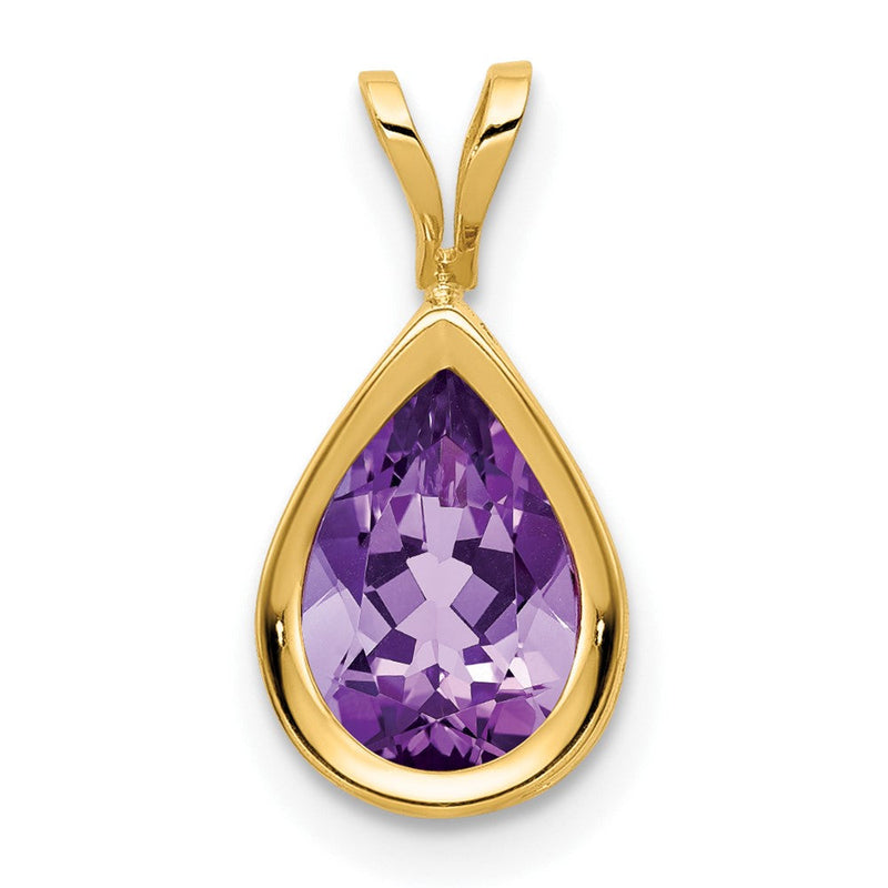 14K Gelbgold Amethyst-Anhänger mit Zargenfassung