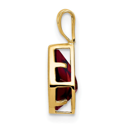 14K Gelbgold Birnen-Granat-Anhänger 9x6mm mit Zargenfassung