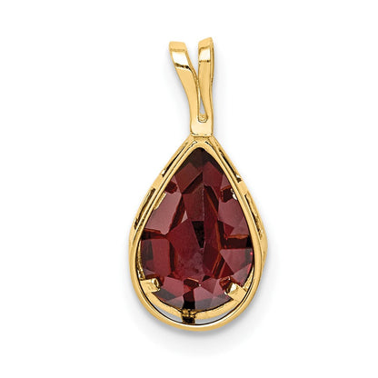 14K Gelbgold Anhänger mit birnenförmigem Granat im Schachbrettschliff, 9x6 mm, mit Zargenfassung