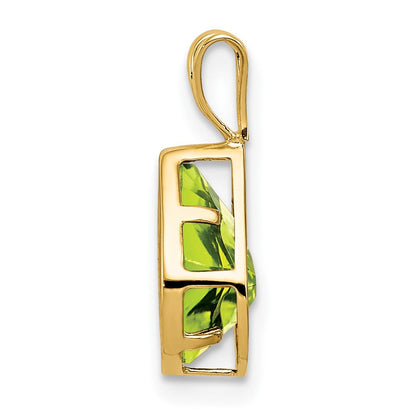 14K Gelbgold 9x6mm Birnenschliff-Peridot-Anhänger mit Zargenfassung