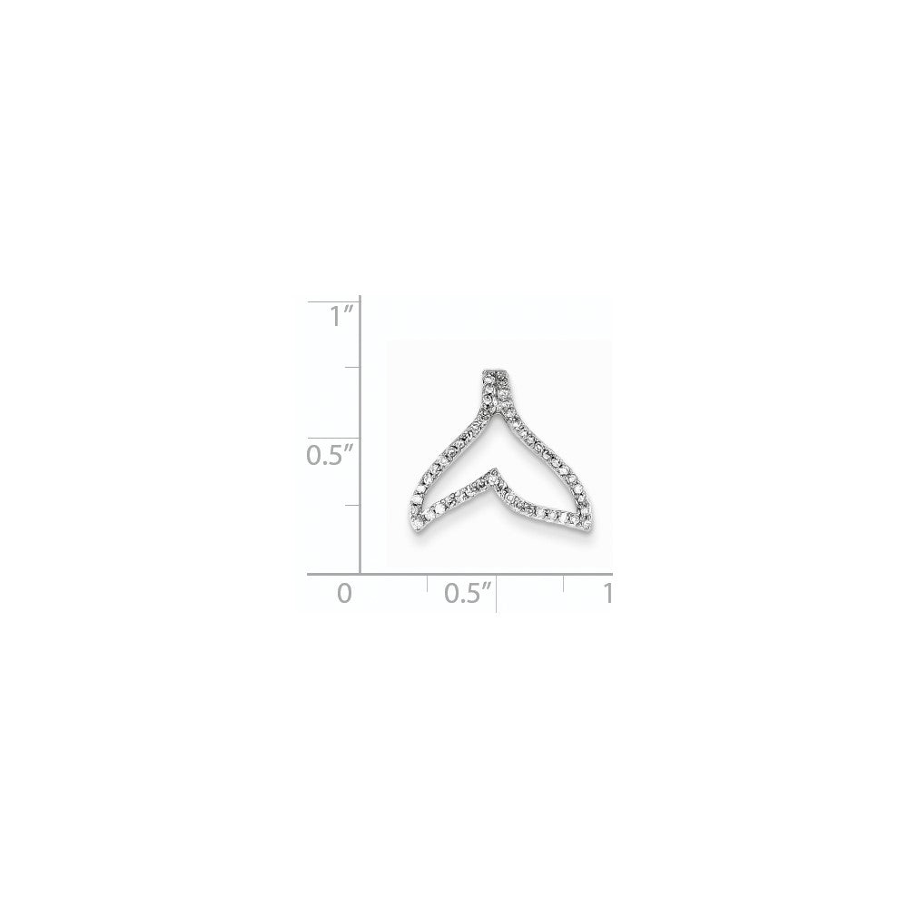 14K Weißgold Echt Diamant Wal Schwanz Kette Anhänger