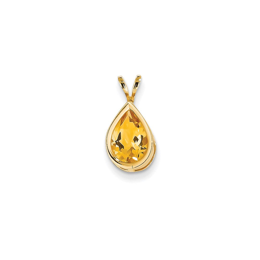 14K Gelbgold Citrin-Anhänger 10x7mm birnenförmig facettiert mit Zargenfassung** Alternative, kompaktere Variante: **14K Gelbgold Anhänger mit birnenförmigem Citrin 10x7mm in Zargenfassung