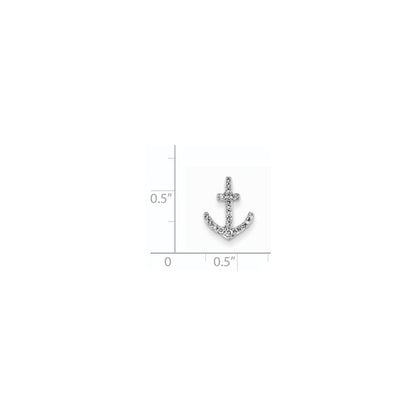14K Weißgold Anhänger mit echtem Diamant, Anker-Ketten-Design, Gleitanhänger