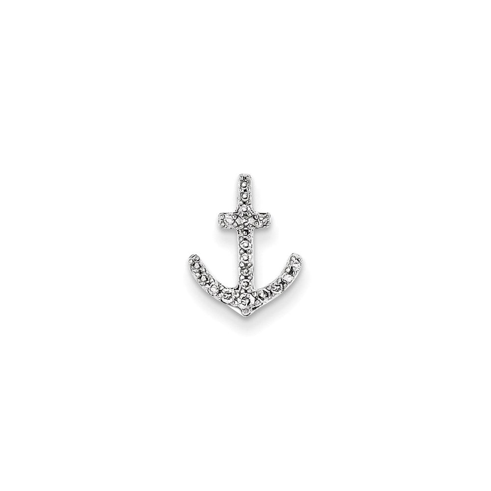 14K Weißgold Anhänger mit echtem Diamant, Anker-Ketten-Design, Gleitanhänger