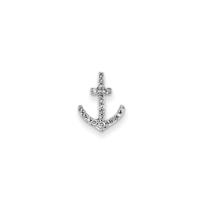 14K Weißgold Anhänger mit echtem Diamant, Anker-Ketten-Design, Gleitanhänger