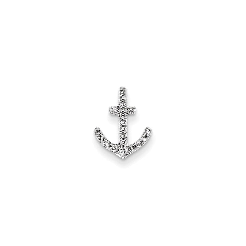 14K Weißgold Anhänger mit echtem Diamant, Anker-Ketten-Design, Gleitanhänger