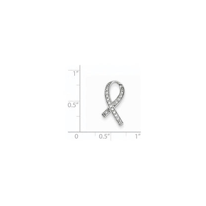 14K Weißgold Diamant-Awareness-Anhänger, echt