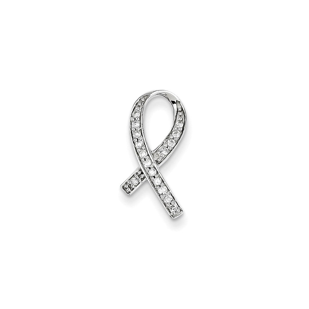 14K Weißgold Diamant-Awareness-Anhänger, echt