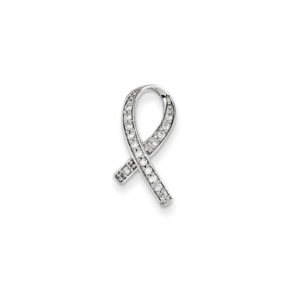 14K Weißgold Diamant-Awareness-Anhänger, echt