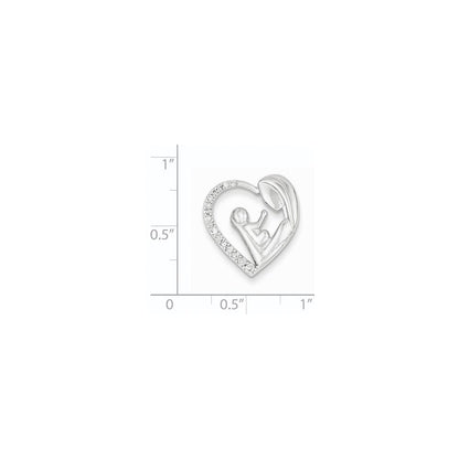14K Weißgold Mutter und Baby Echt Diamant Herz Anhänger