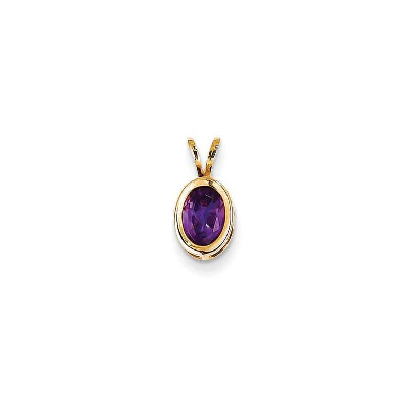 14K Gelbgold Anhänger mit Fassung, 7x5 mm ovalem Amethyst im Schachbrettschliff