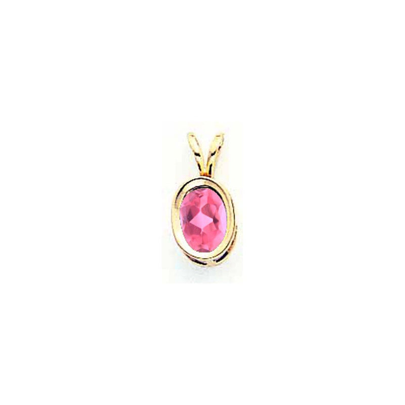 14K Gelbgold Anhänger mit 7x5mm ovalem Rosa Turmalin in Zargenfassung