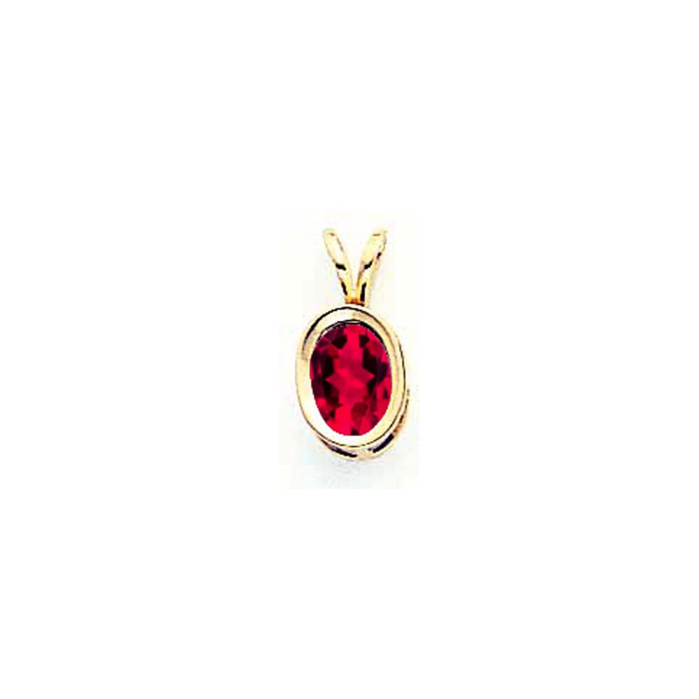 14K Gelbgold 7x5mm ovaler Rubin-Anhänger mit Zargenfassung