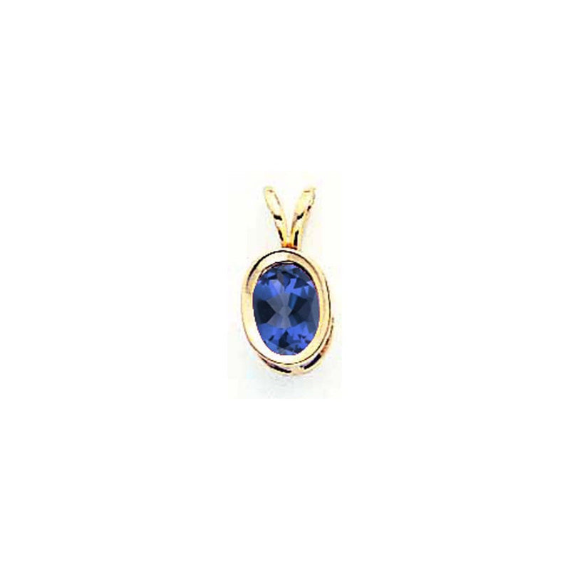 14K Gelbgold Anhänger mit ovalem Saphir (7x5mm) in Zargenfassung