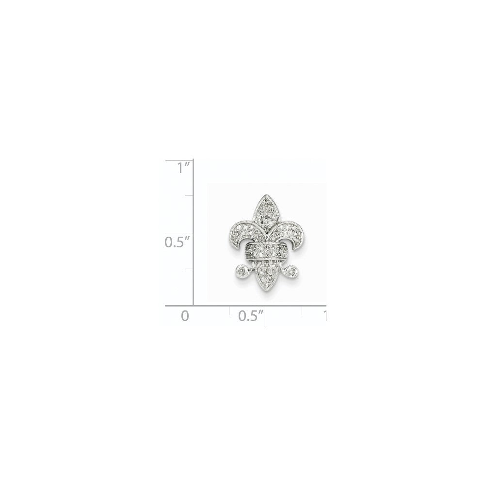 14K Weißgold Echt Diamant Fleur De Lis Kette Anhänger