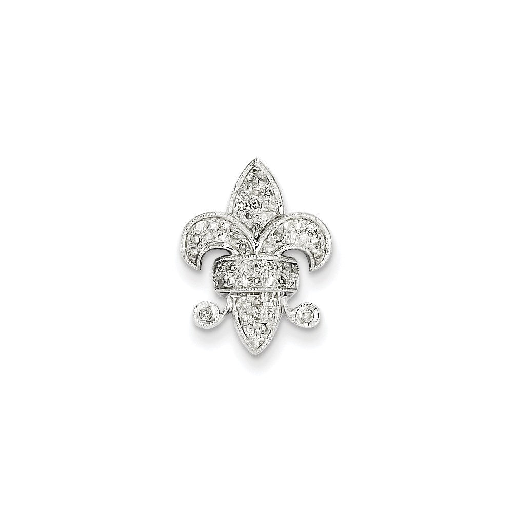 14K Weißgold Echt Diamant Fleur De Lis Kette Anhänger