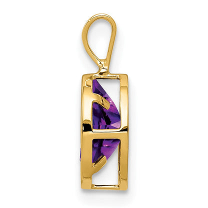 14K Gelbgold Anhänger mit 8x6 mm ovalem Amethyst im Schachbrettschliff und Zargenfassung