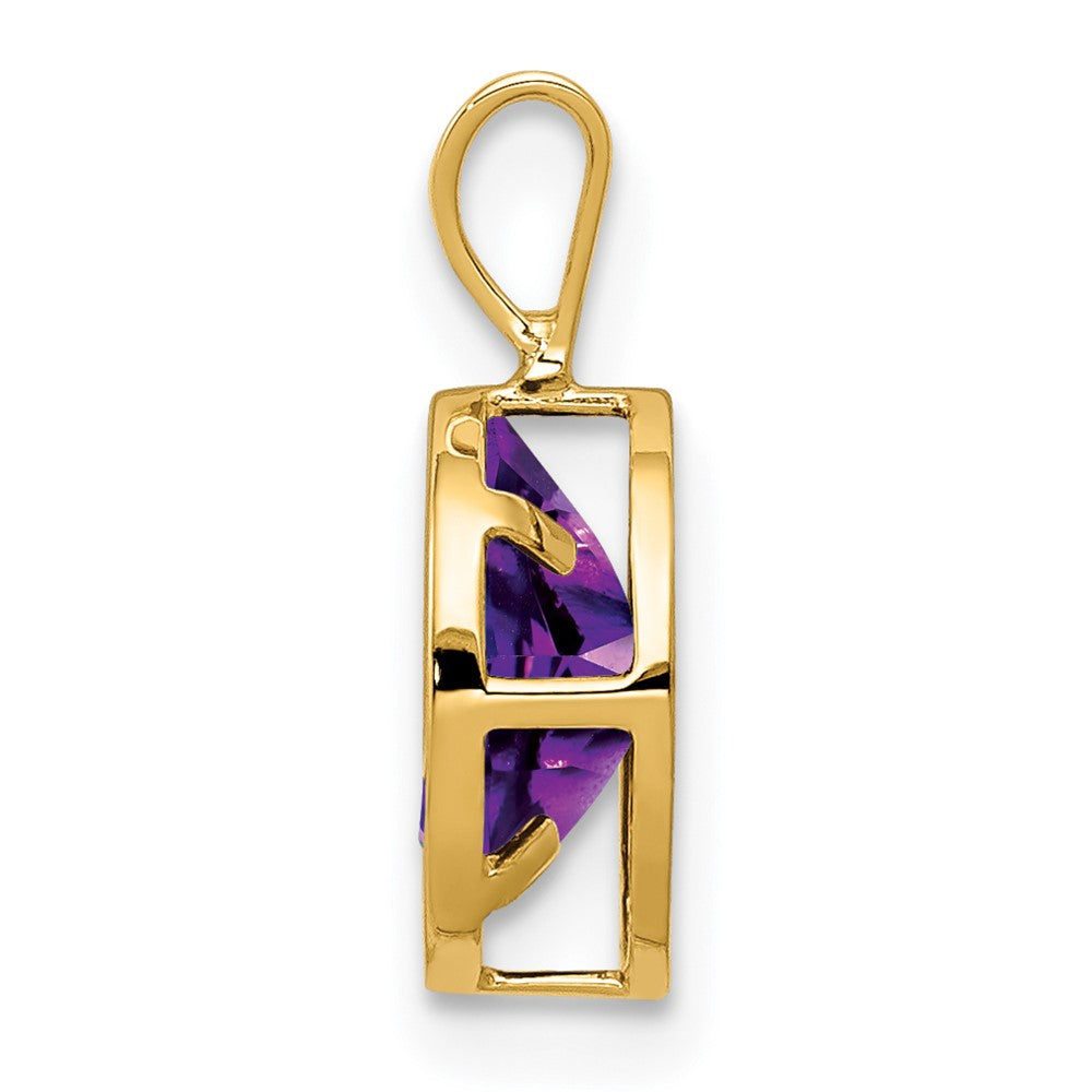 14K Gelbgold 8x6mm Oval-Amethyst Zargenanhänger