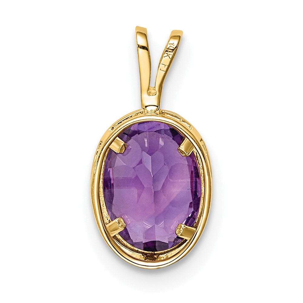 14K Gelbgold 8x6mm Oval-Amethyst Zargenanhänger