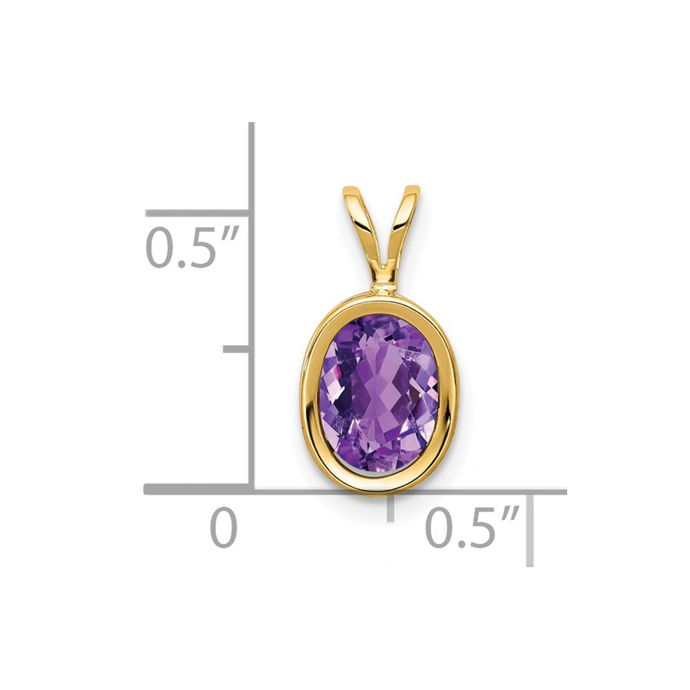 14K Gelbgold 8x6mm Oval-Amethyst Zargenanhänger