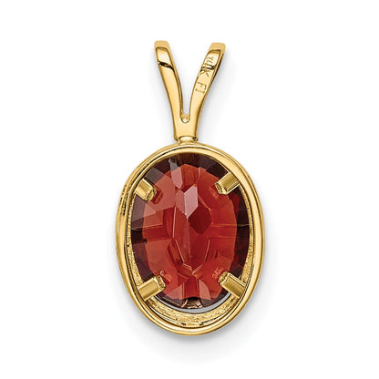 14K Gelbgold Anhänger mit ovalem Granat, 8x6 mm, Zargenfassung
