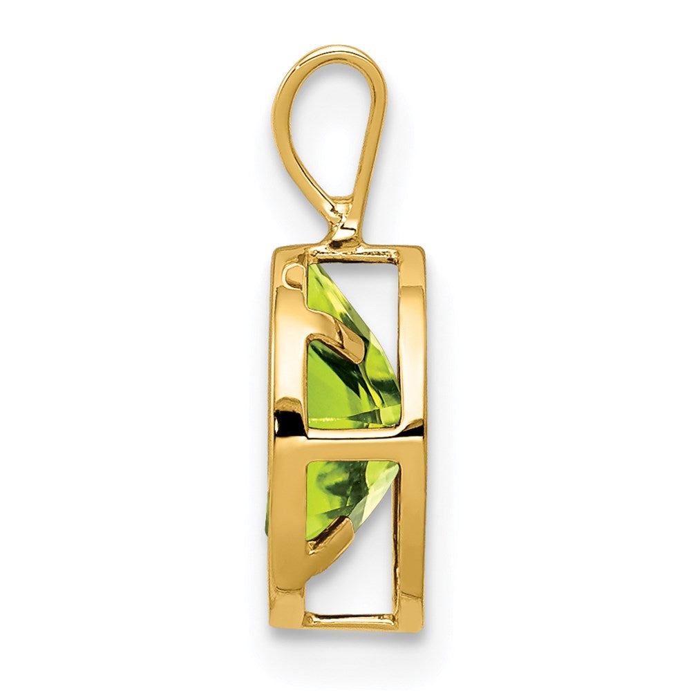 14K Gelbgold Peridot-Anhänger, oval, 8x6mm, mit Zargenfassung