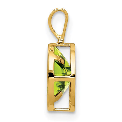 14K Gelbgold Peridot-Anhänger, oval, 8x6mm, mit Zargenfassung