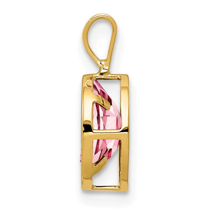 14K Gelbgold Anhänger mit Zargenfassung, 8x6mm oval, Rosa Turmalin