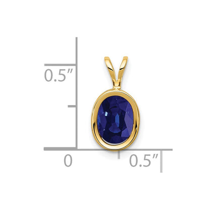 14K 8x6 mm Ovaler Saphir Zargenanhänger