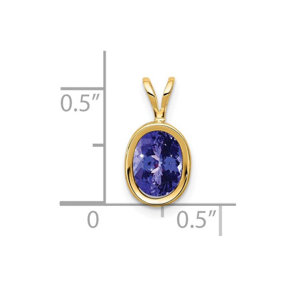 14k Gelbgold Anhänger mit Tanzanit im Ovalschliff (8x6 mm) in Zargenfassung