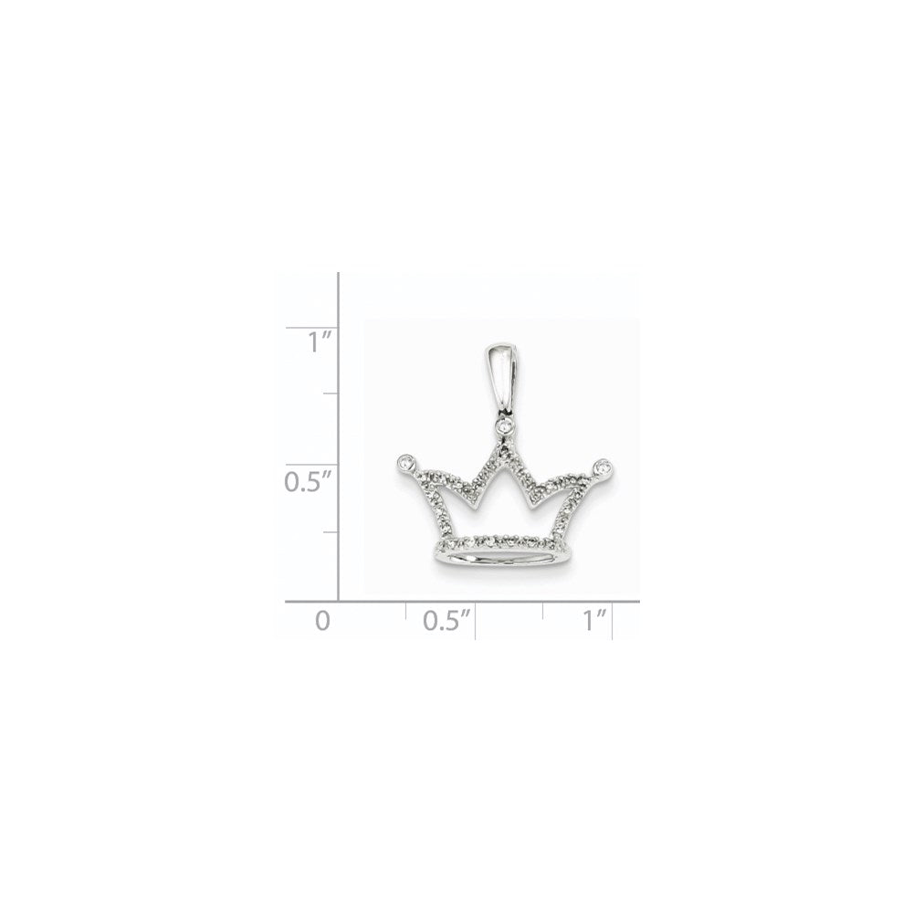14K Weißgold Kronenanhänger mit echtem Diamant