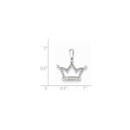 14K Weißgold Kronenanhänger mit echtem Diamant