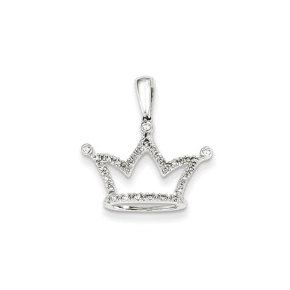 14K Weißgold Kronenanhänger mit echtem Diamant