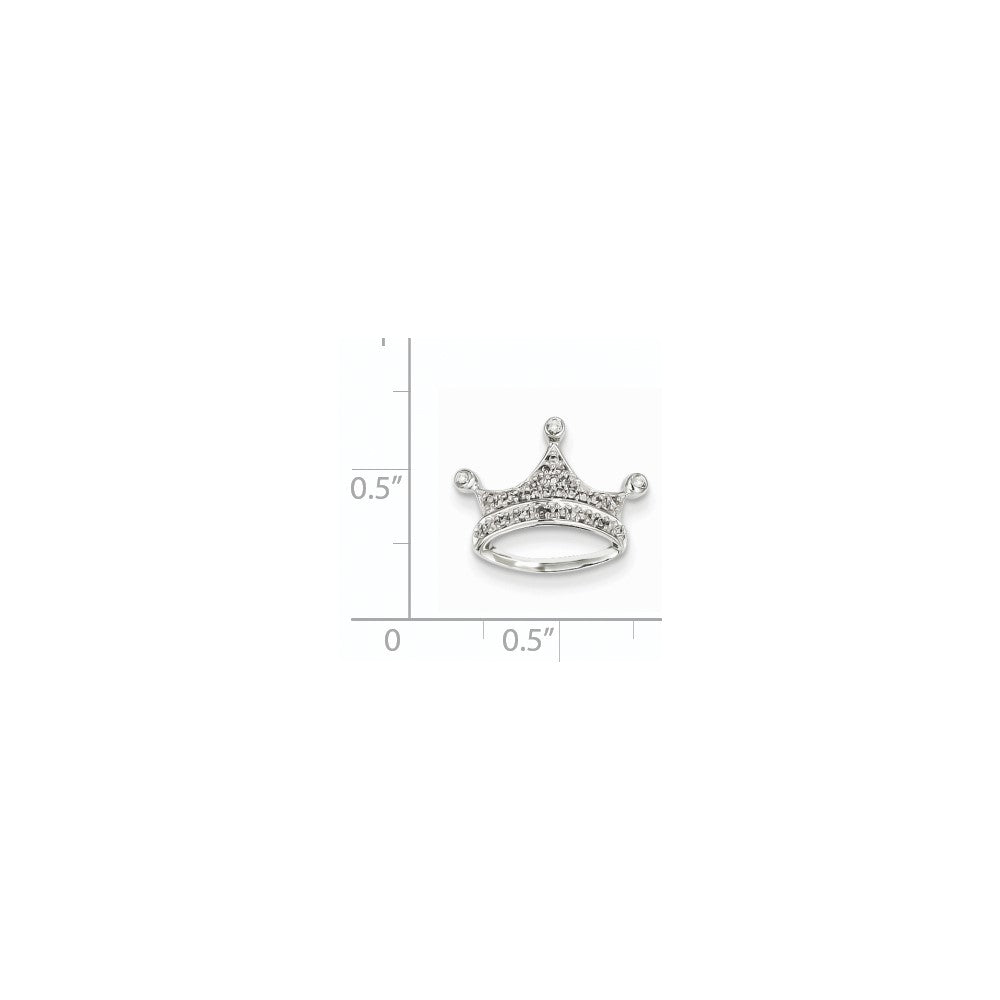 14K Weißgold Echt Diamant Krone Kette Anhänger