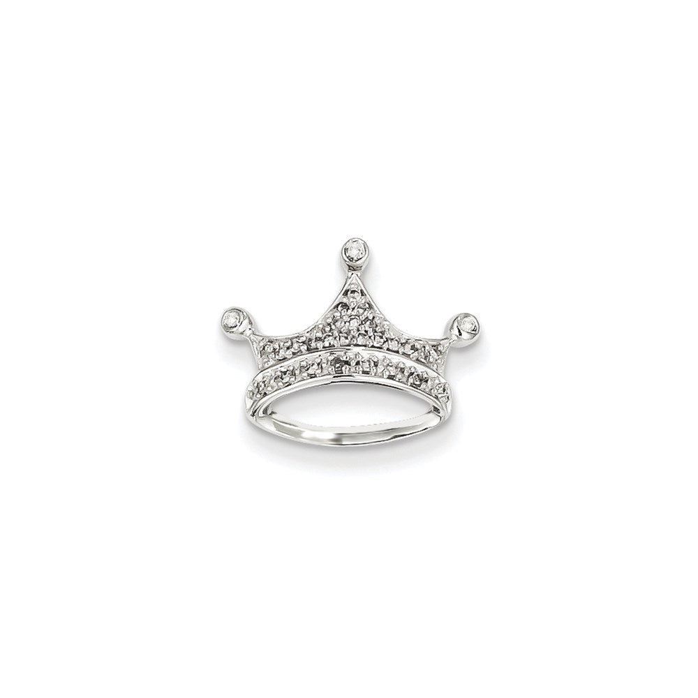 14K Weißgold Echt Diamant Krone Kette Anhänger