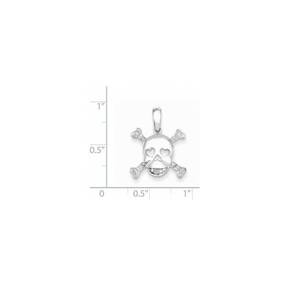 14K Weißgold Totenkopf- und Knochen-Anhänger mit echtem Diamant
