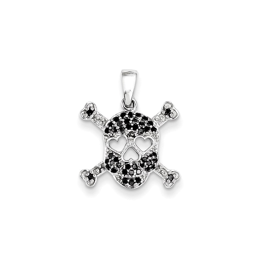 14K Weißgold Anhänger mit echtem schwarzem Diamant