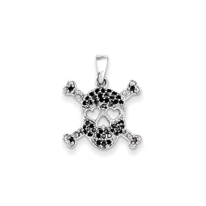 14K Weißgold Anhänger mit echtem schwarzem Diamant