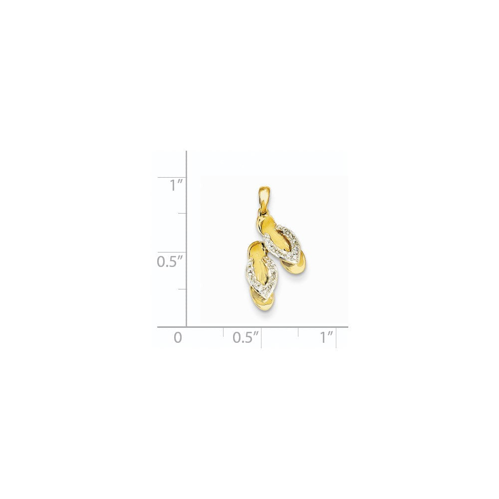 14K Gelbgold & Rhodium Flip-Flop-Charm mit echtem Diamant