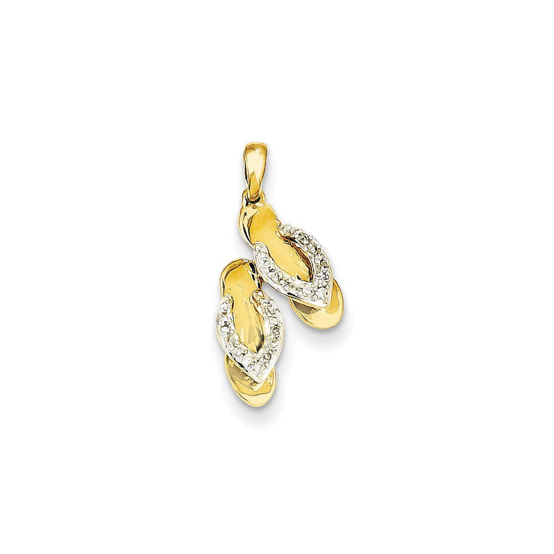 14K Gelbgold & Rhodium Flip-Flop-Charm mit echtem Diamant