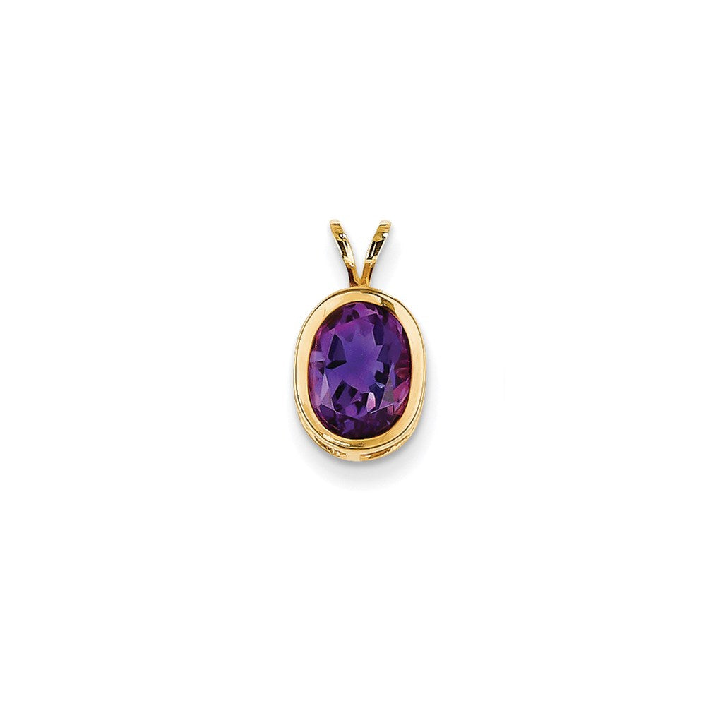 14K Gelbgold Anhänger mit ovalem Amethyst, 9x7mm, Fassung (Bezel)