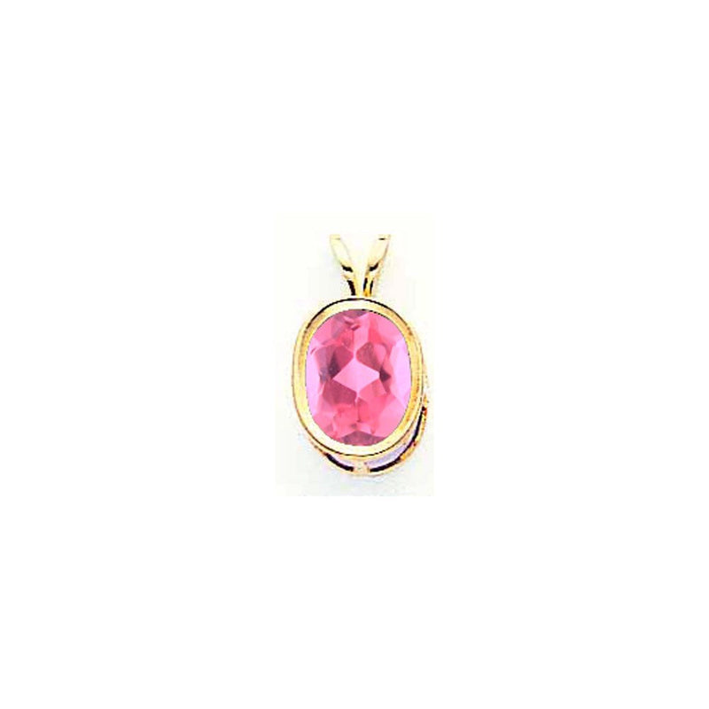 14K Gelbgold Anhänger mit Zargenfassung, oval, 9x7mm, rosa Turmalin