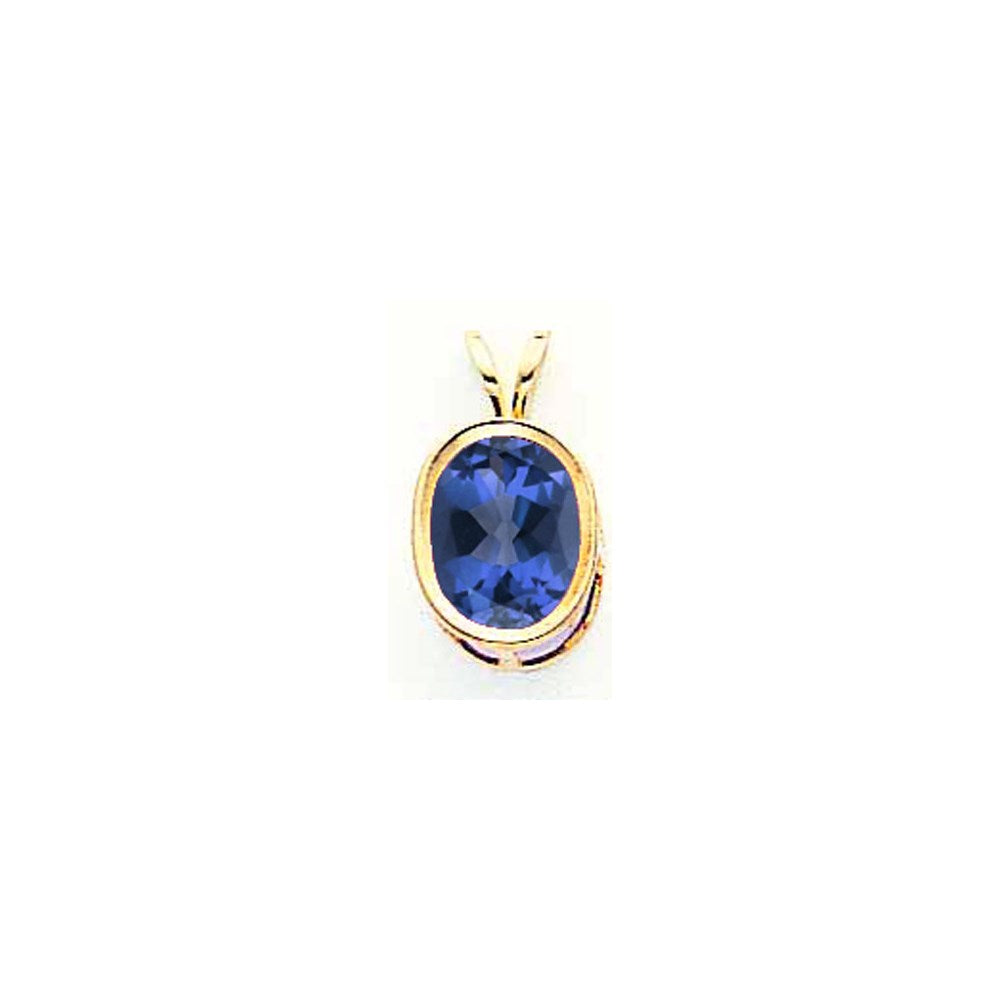 14K Gelbgold 9x7mm Oval-Saphir Anhänger mit Zargenfassung
