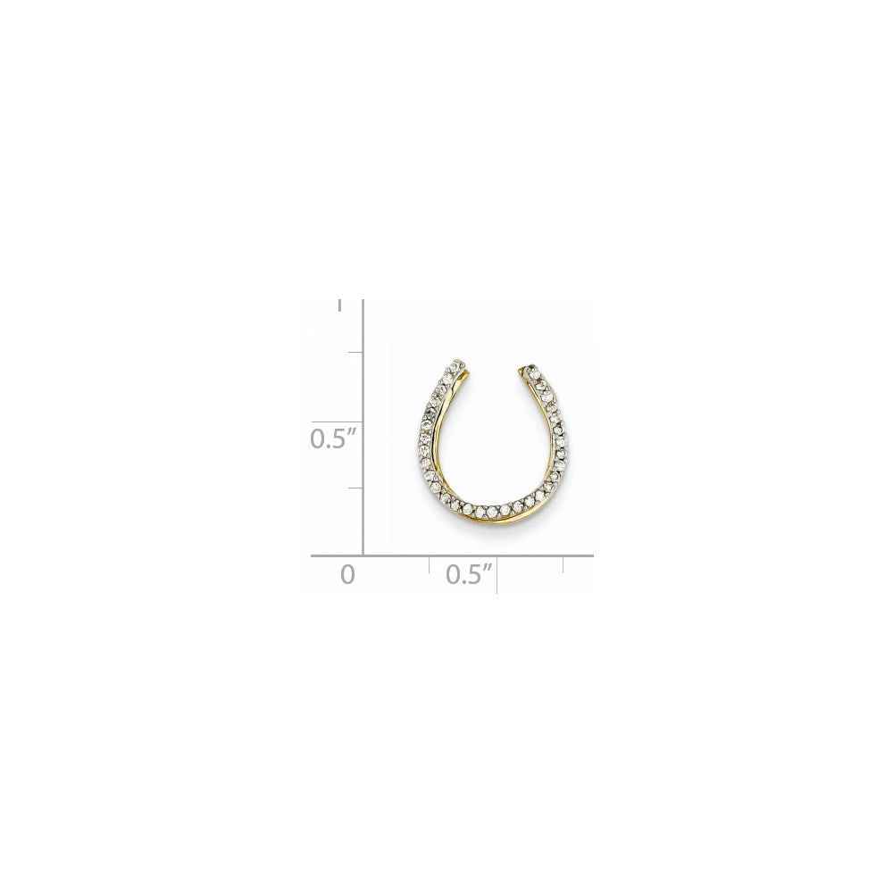 14K Bicolor-Gold Echtdiamant-Hufeisen-Gleitanhänger